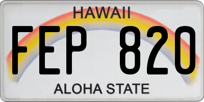 HI license plate FEP820