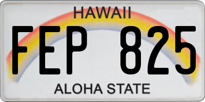 HI license plate FEP825