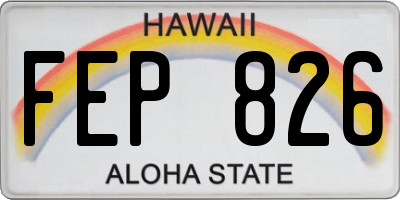 HI license plate FEP826
