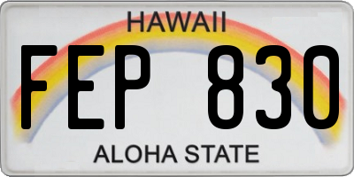 HI license plate FEP830