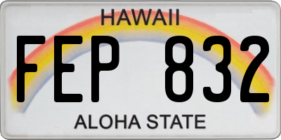 HI license plate FEP832