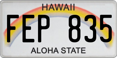 HI license plate FEP835