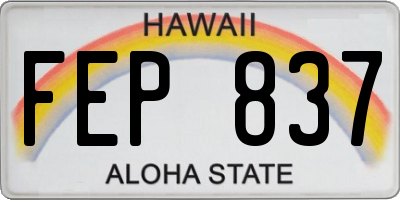 HI license plate FEP837
