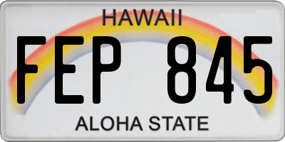 HI license plate FEP845