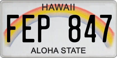 HI license plate FEP847