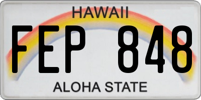 HI license plate FEP848