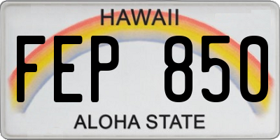 HI license plate FEP850