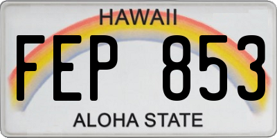 HI license plate FEP853