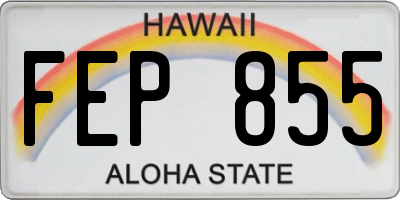 HI license plate FEP855
