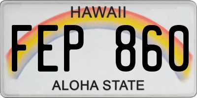 HI license plate FEP860