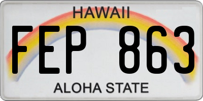 HI license plate FEP863
