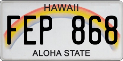 HI license plate FEP868