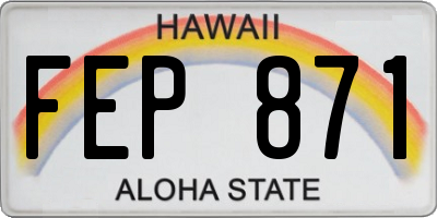 HI license plate FEP871
