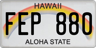 HI license plate FEP880