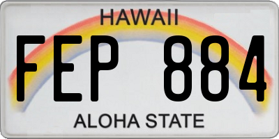 HI license plate FEP884