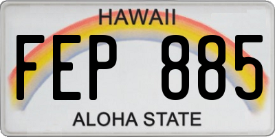 HI license plate FEP885