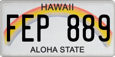 HI license plate FEP889