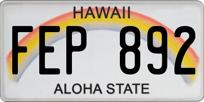 HI license plate FEP892