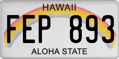 HI license plate FEP893