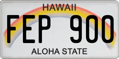 HI license plate FEP900