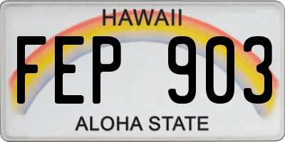 HI license plate FEP903