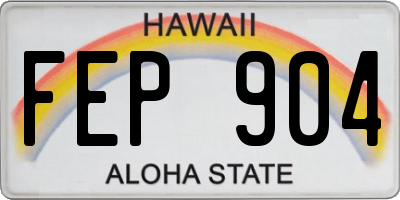 HI license plate FEP904