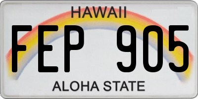 HI license plate FEP905