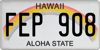 HI license plate FEP908