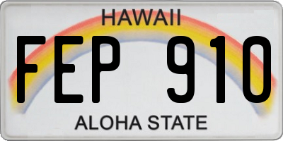HI license plate FEP910