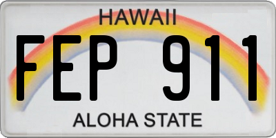 HI license plate FEP911
