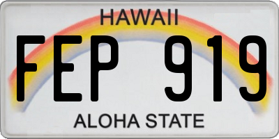 HI license plate FEP919