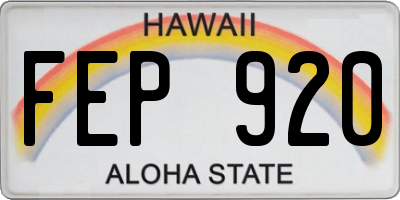 HI license plate FEP920