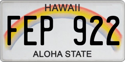 HI license plate FEP922