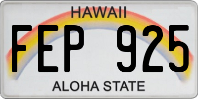 HI license plate FEP925
