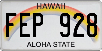 HI license plate FEP928
