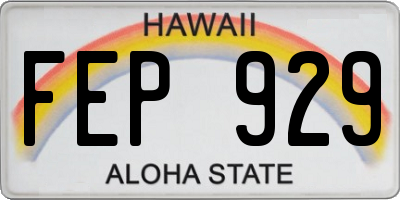 HI license plate FEP929