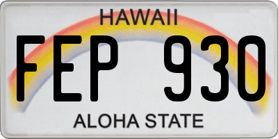 HI license plate FEP930