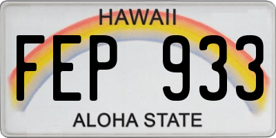 HI license plate FEP933