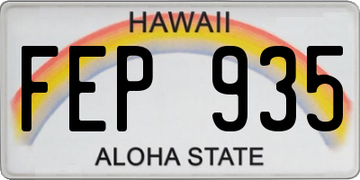 HI license plate FEP935
