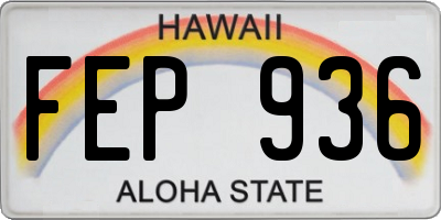 HI license plate FEP936