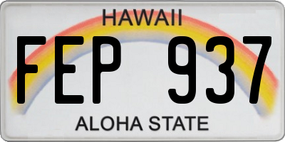 HI license plate FEP937