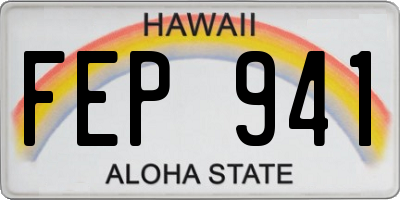 HI license plate FEP941
