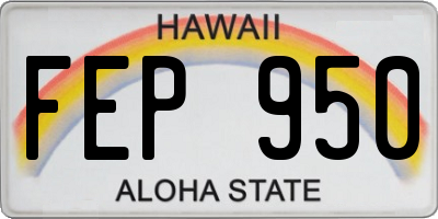 HI license plate FEP950