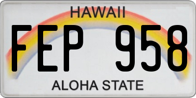 HI license plate FEP958