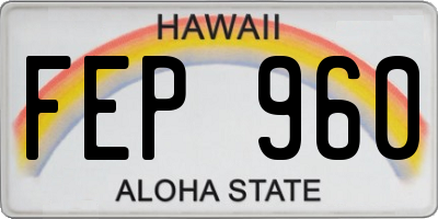 HI license plate FEP960