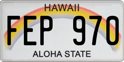 HI license plate FEP970