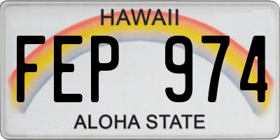 HI license plate FEP974