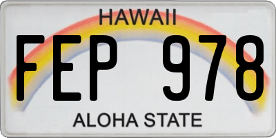 HI license plate FEP978