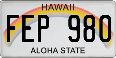 HI license plate FEP980