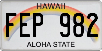 HI license plate FEP982